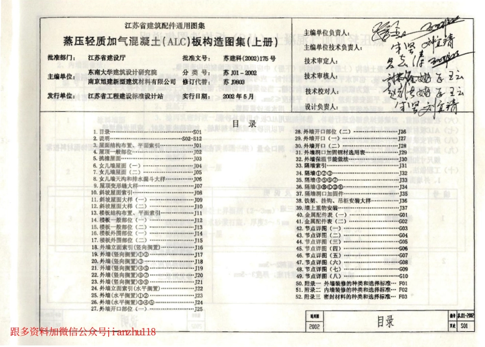 苏J01-2002 蒸压轻质加气混凝土(ALC)板构造图集(上册).pdf_第3页