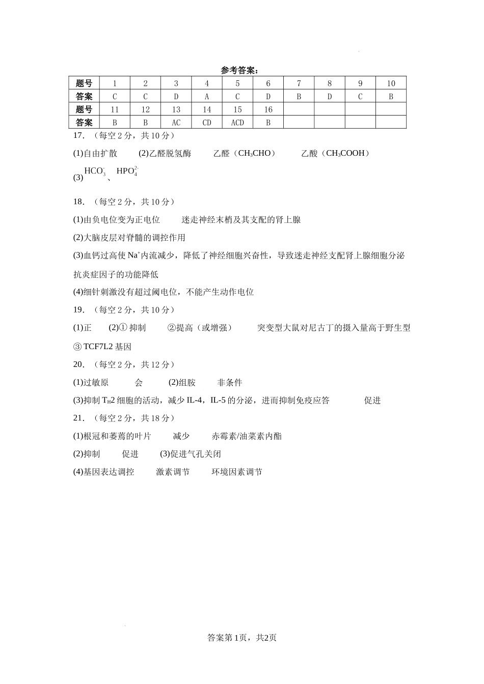 【湖南卷】【公众号：试卷共享圈 】湖南省邵阳市邵东市创新高级中学2024-2025学年高二上学期12月创高杯考试生物试卷答案.docx_第1页