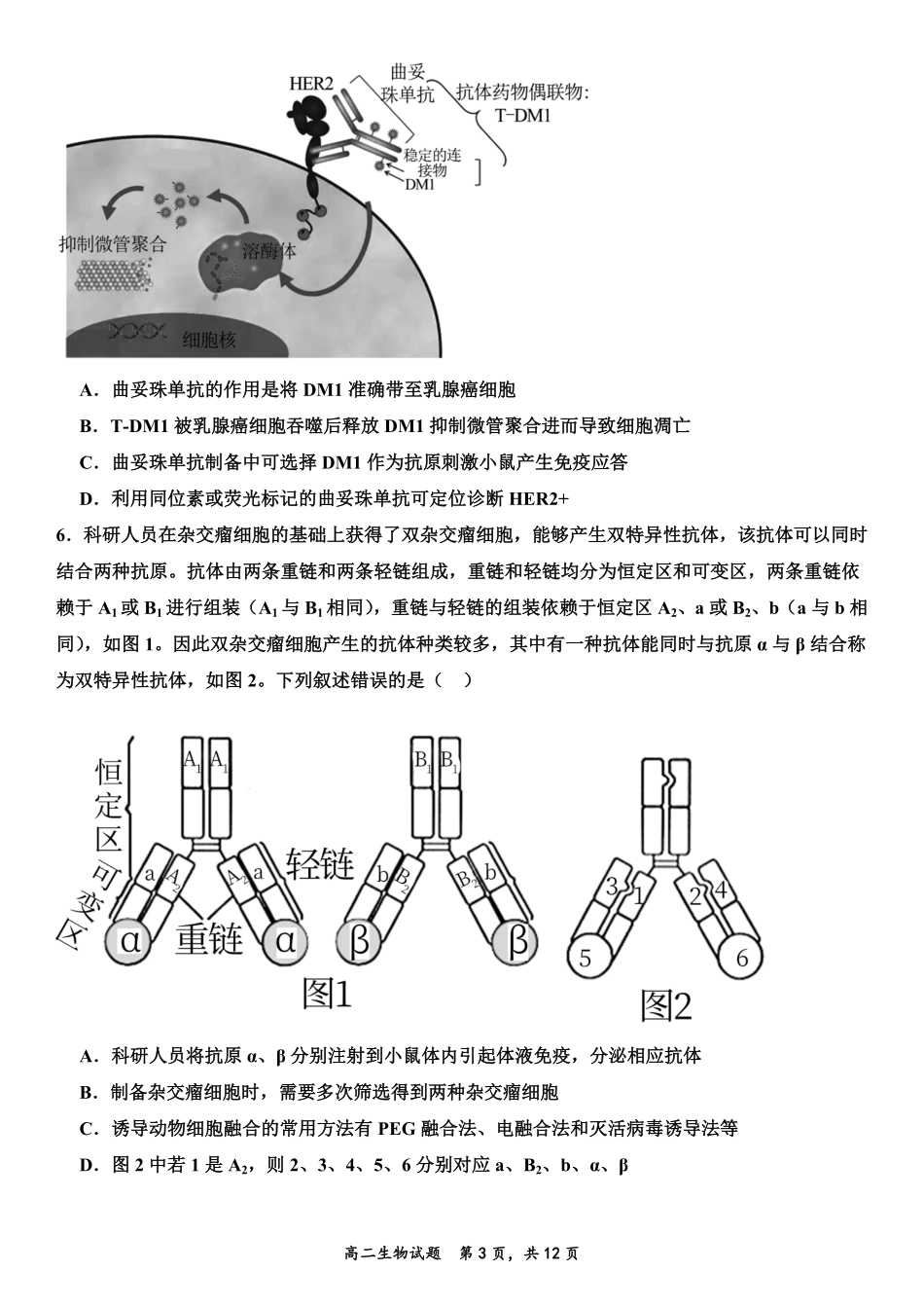 山东省济宁市嘉祥一中2024-2025学年高二下学期3月月考 生物试卷.pdf_第3页