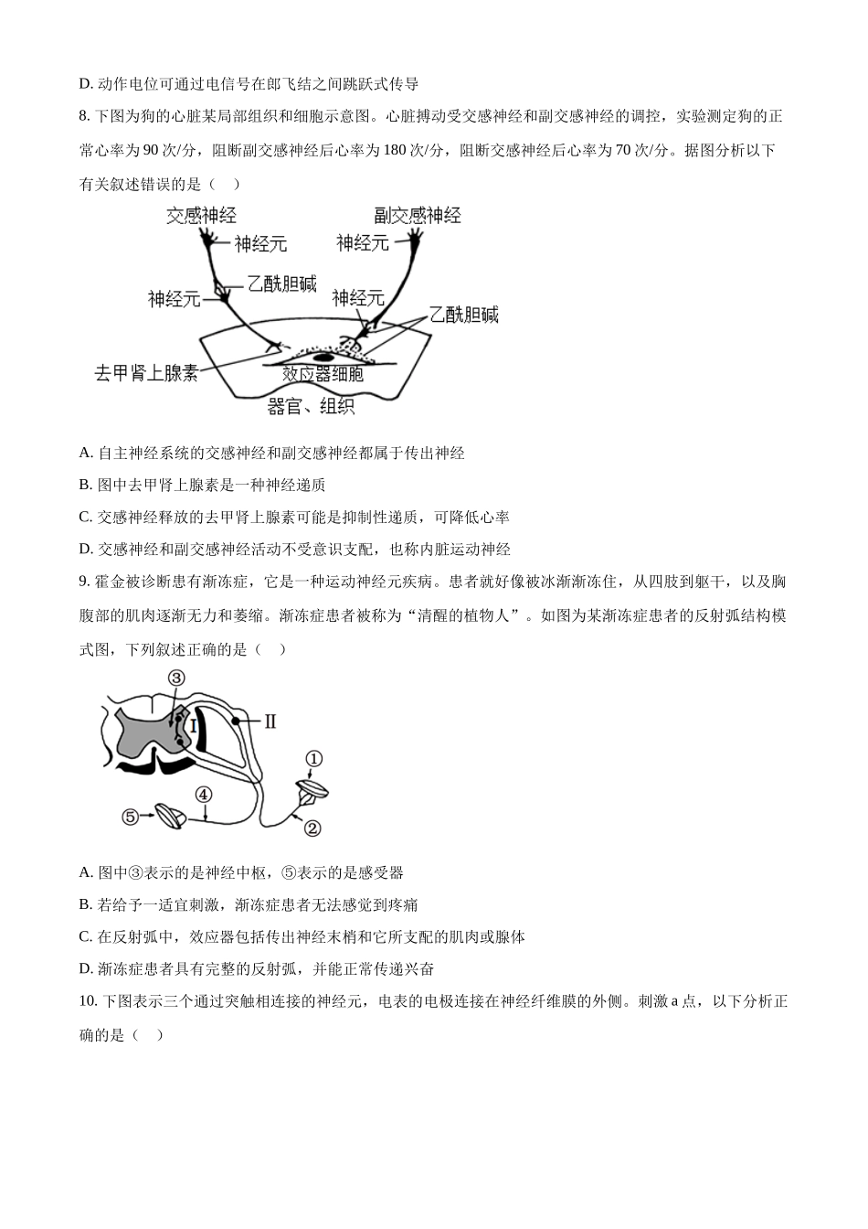 山东省临沂第四中学2024-2025学年高二上学期10月月考生物试题.docx_第3页
