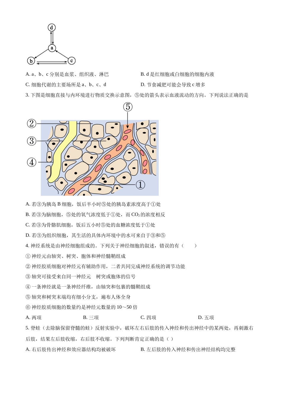 四川省南充市嘉陵第一中学2024-2025学年高二上学期10月月考生物试题.docx_第2页