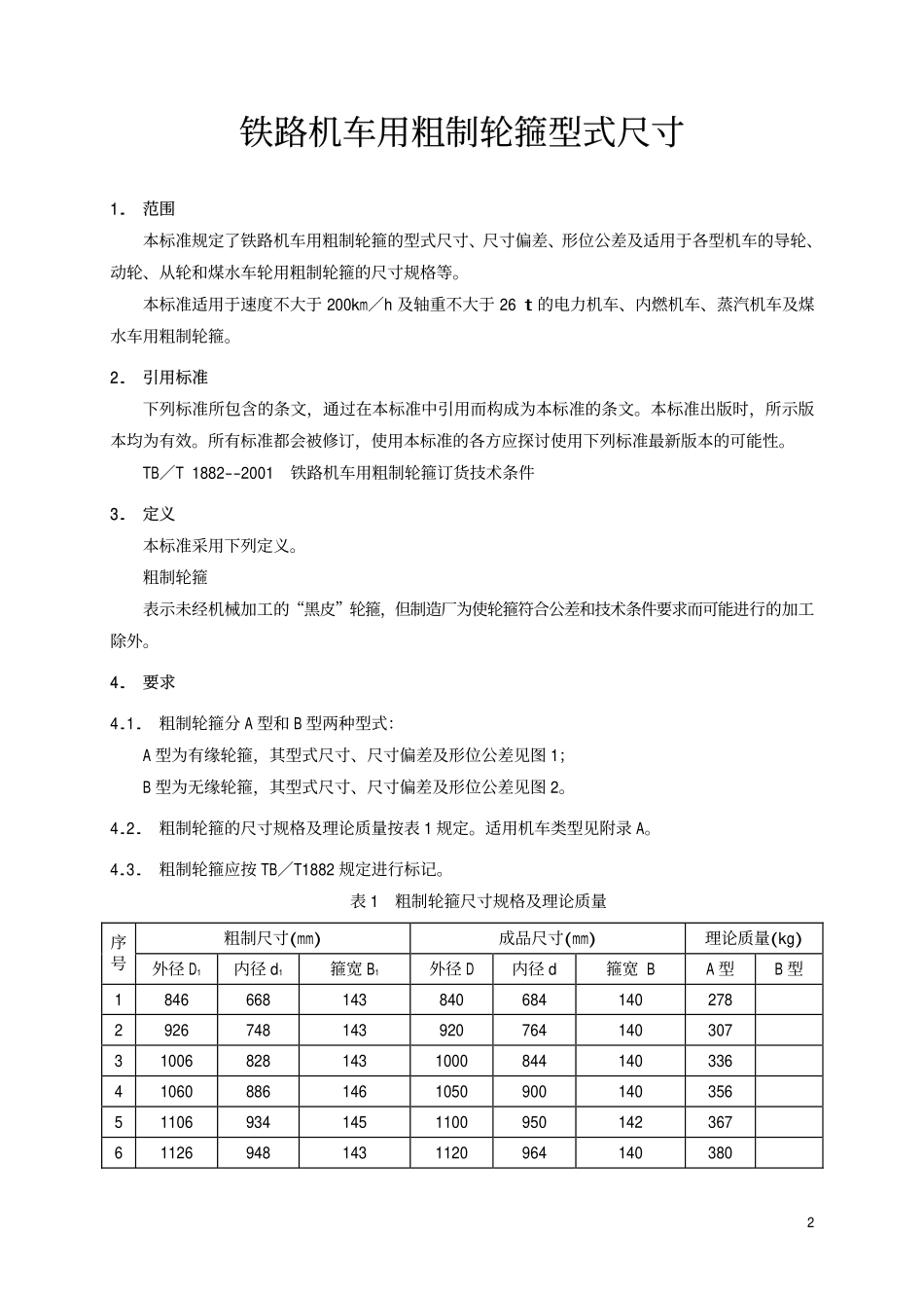 TBT2015-2001 铁路机车用粗制轮箍型式尺寸.pdf_第3页