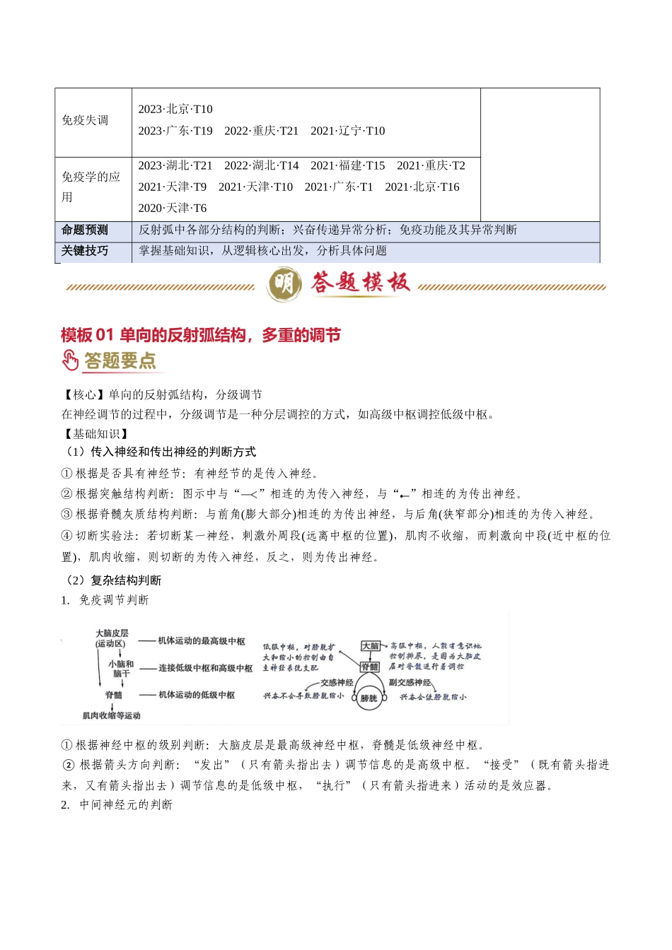 题型03 稳态与调节类（3大模板）（原卷版）-2025年高考生物解题技巧模版.docx_第2页