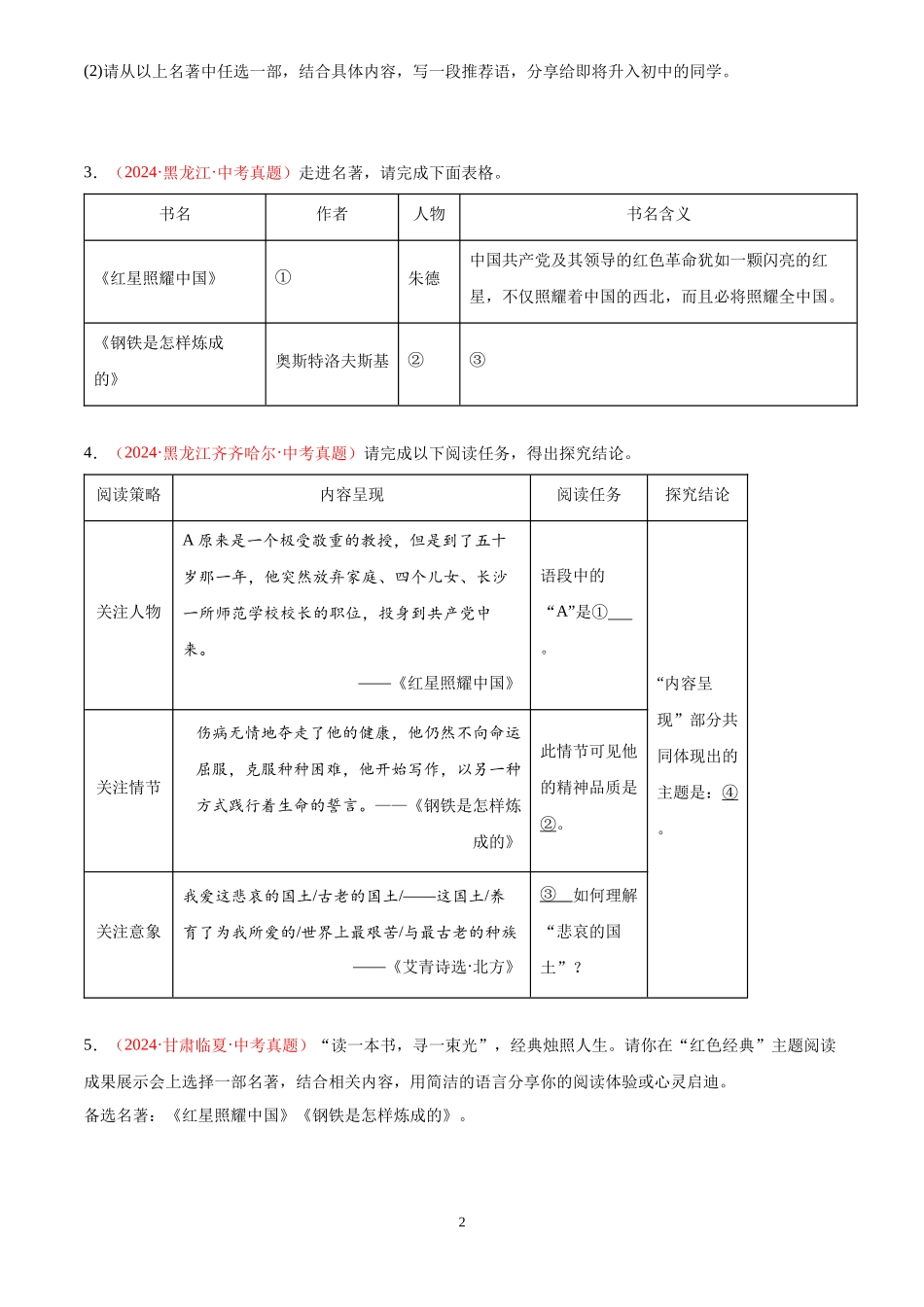 专题04 名著导读（第02期）（原卷版）-2024年中考语文真题分类汇编.docx_第2页