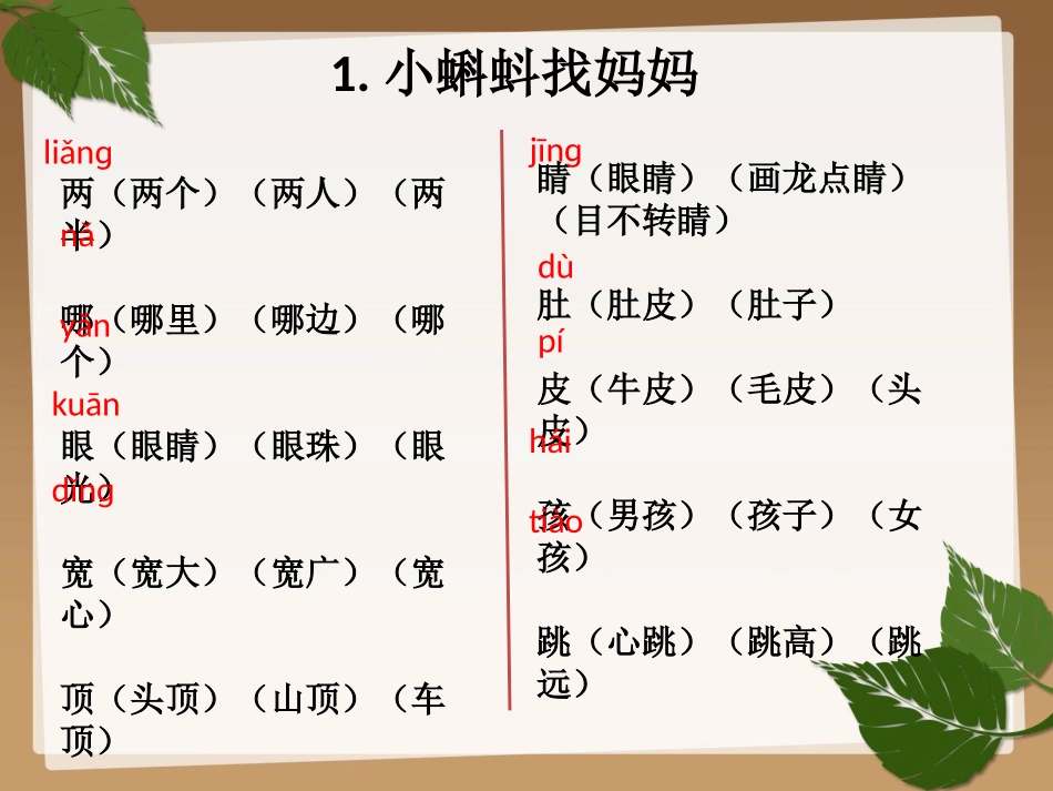 部编版本二年级语文(上册)生字组词课件学习.pptx_第1页