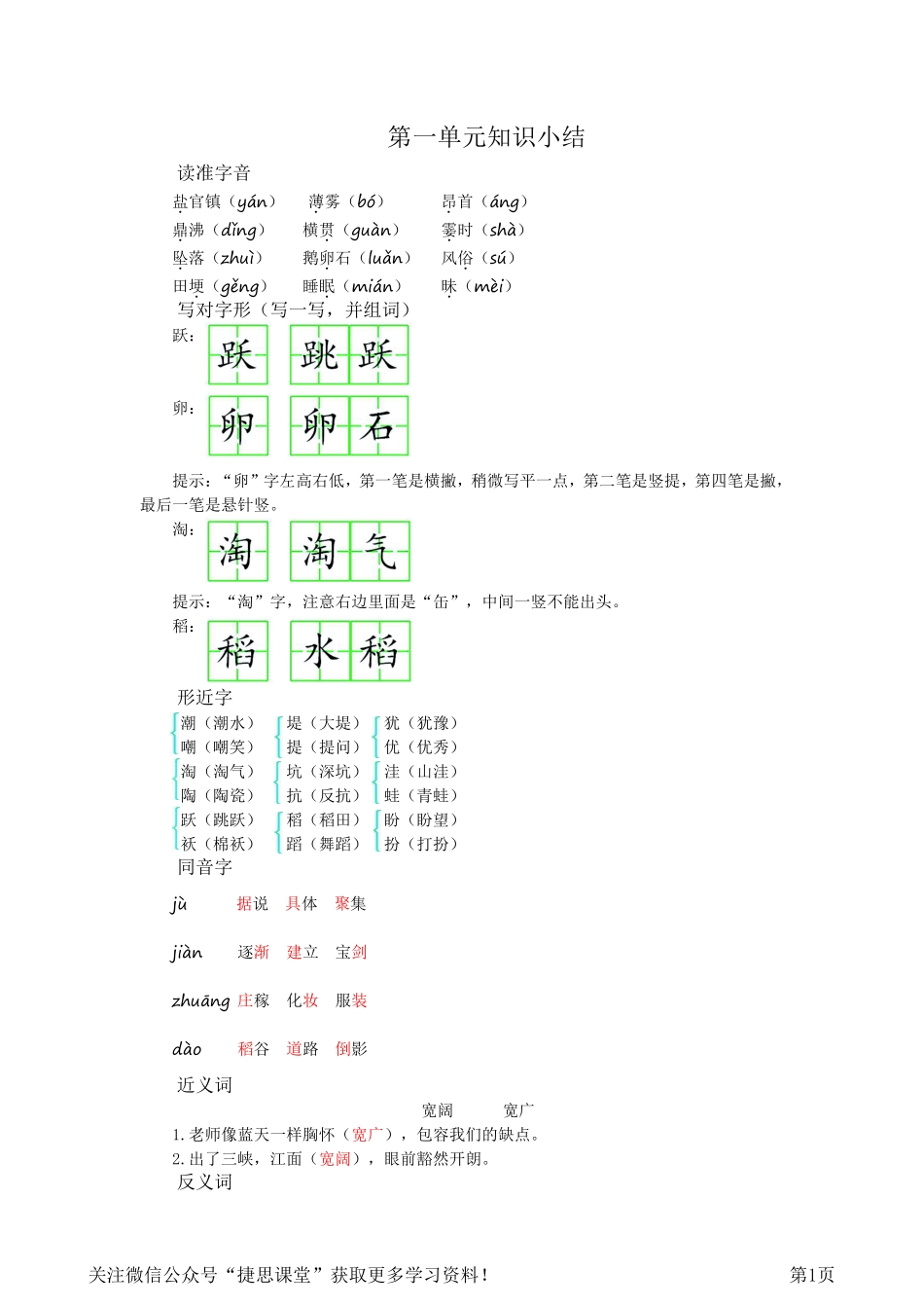 四年级上册语文部编版知识要点.pdf_第1页