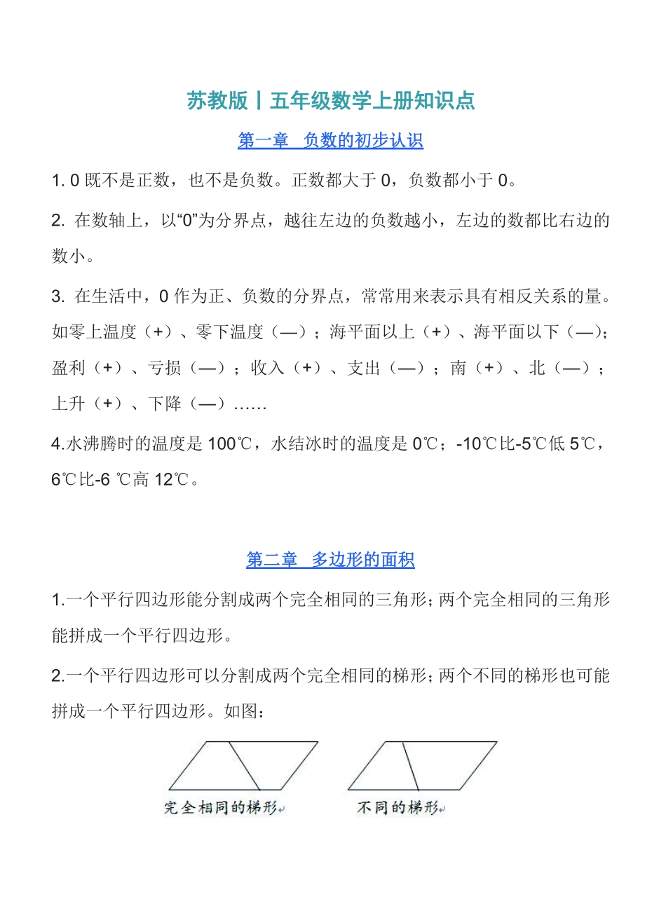 五年级上册数学苏教版知识要点汇总.pdf_第1页