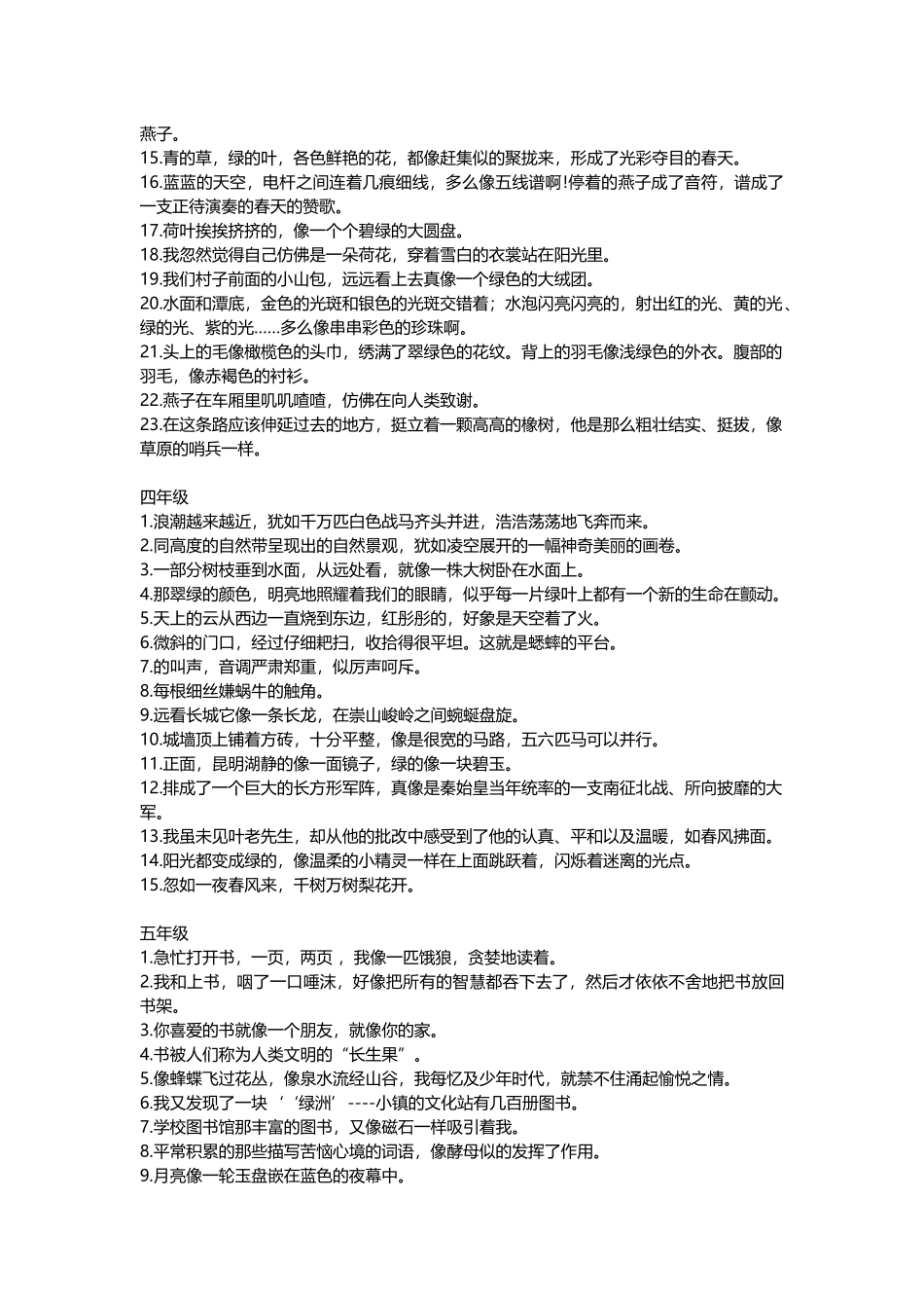 小升初复习：小学语文1-6年级192个比喻句和拟人句.docx_第3页