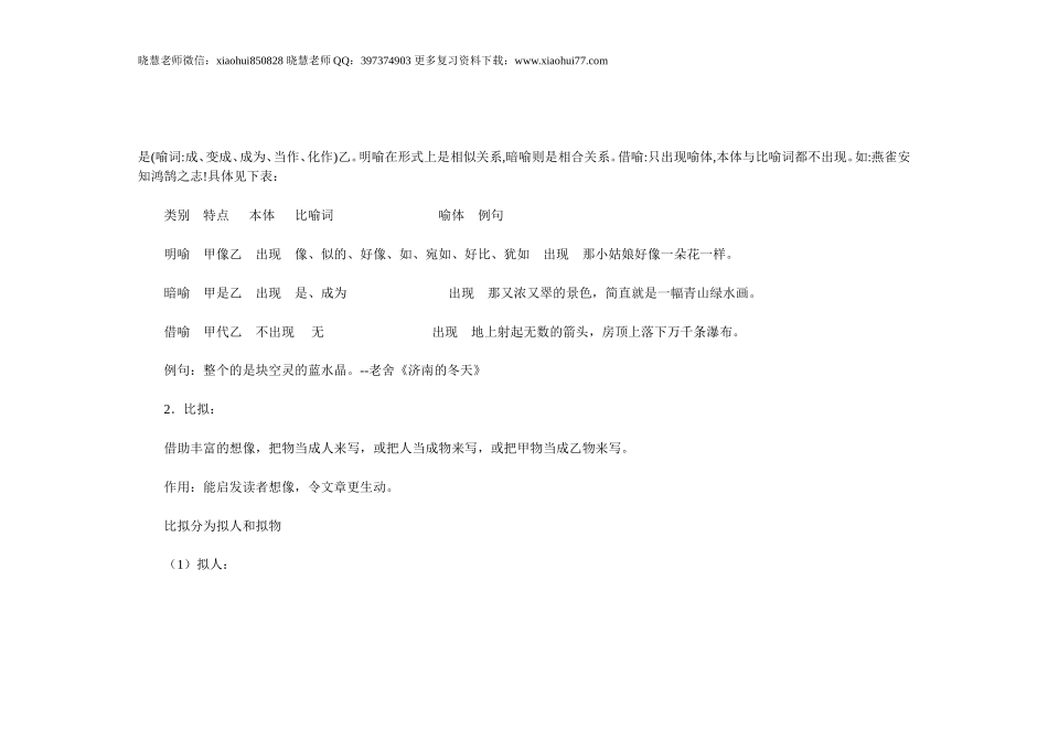 小升初知识：语文学习方法的顺口溜!修辞手法大全，总结得还真全面.doc_第3页