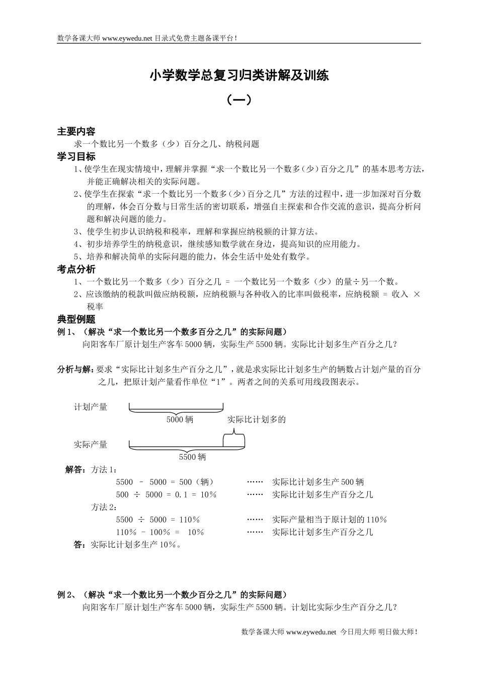 小学数学总复习归类讲解及训练全套教案（28页）.doc_第1页