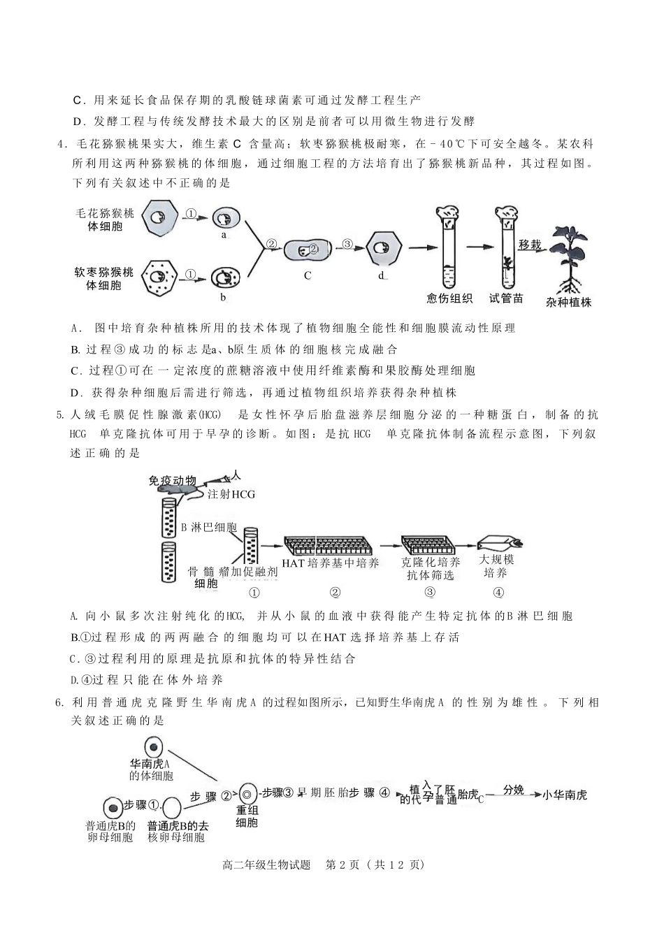 河南省南阳市六校2024-2025学年高二下学期第二次联考生物试卷(含详解).pdf_第2页
