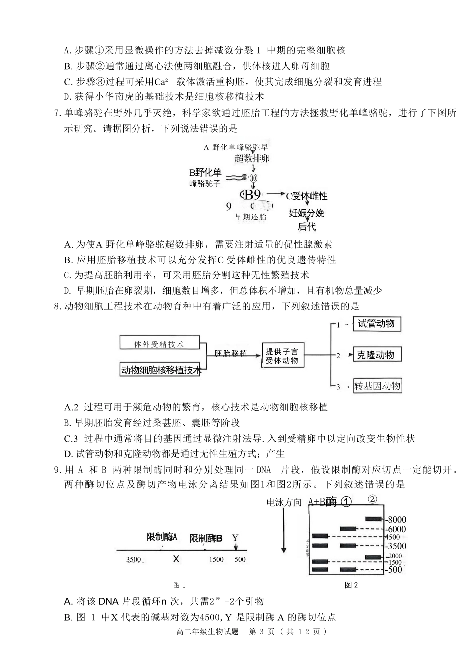 河南省南阳市六校2024-2025学年高二下学期第二次联考生物试卷(含详解).pdf_第3页
