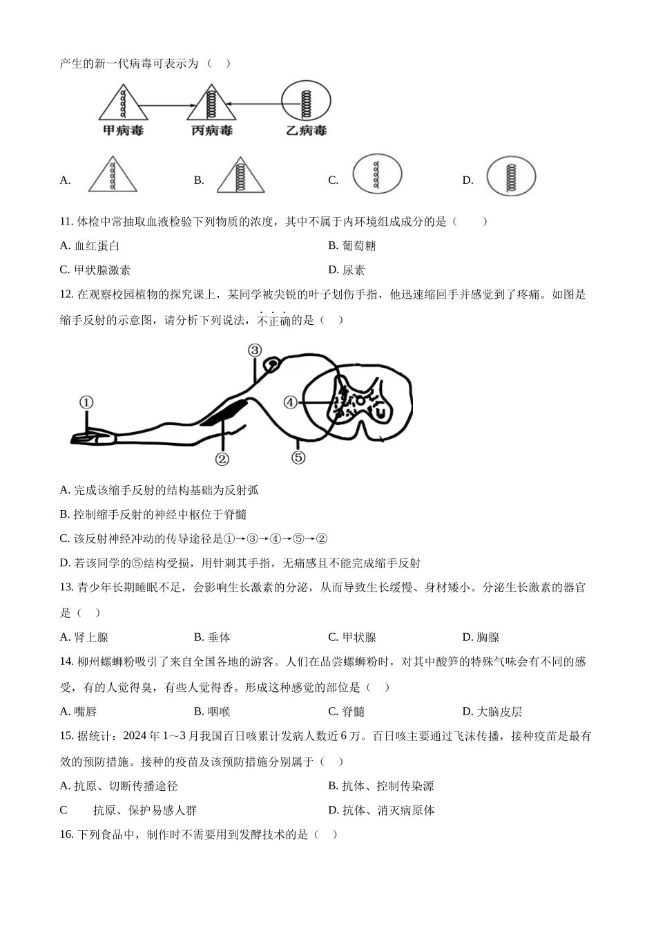 广东省佛山市南海区2024-2025学年高一上学期9月初高中衔接测试生物试题.docx_第3页
