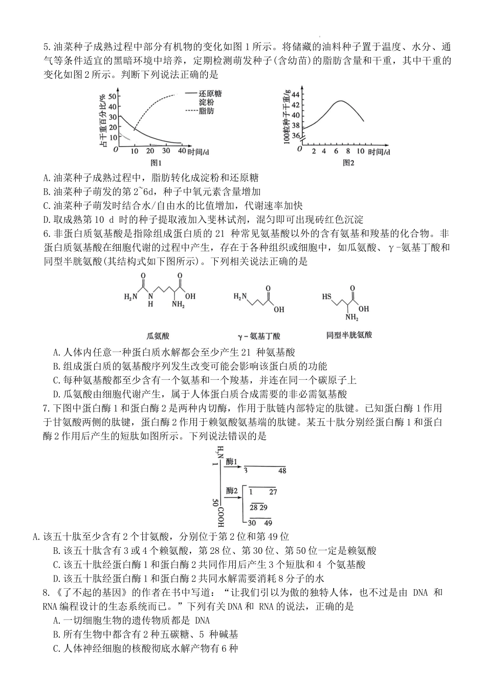 河南省创新发展联盟2024-2025学年高一上学期9月月考试题 生物试卷.docx_第2页
