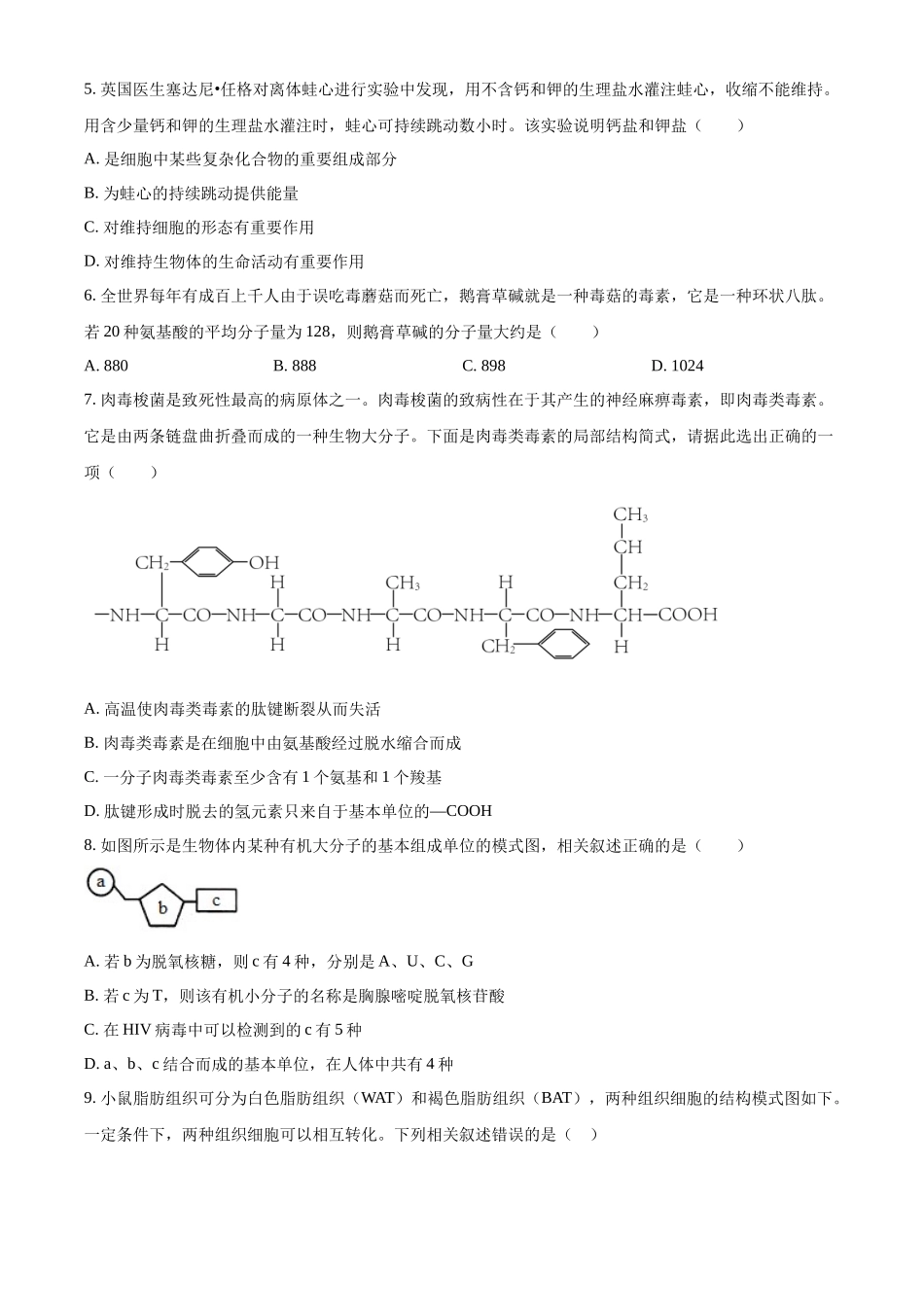 湖南省邵东市第一中学2024-2025学年高一上学期第一次月考生物试题.docx_第2页