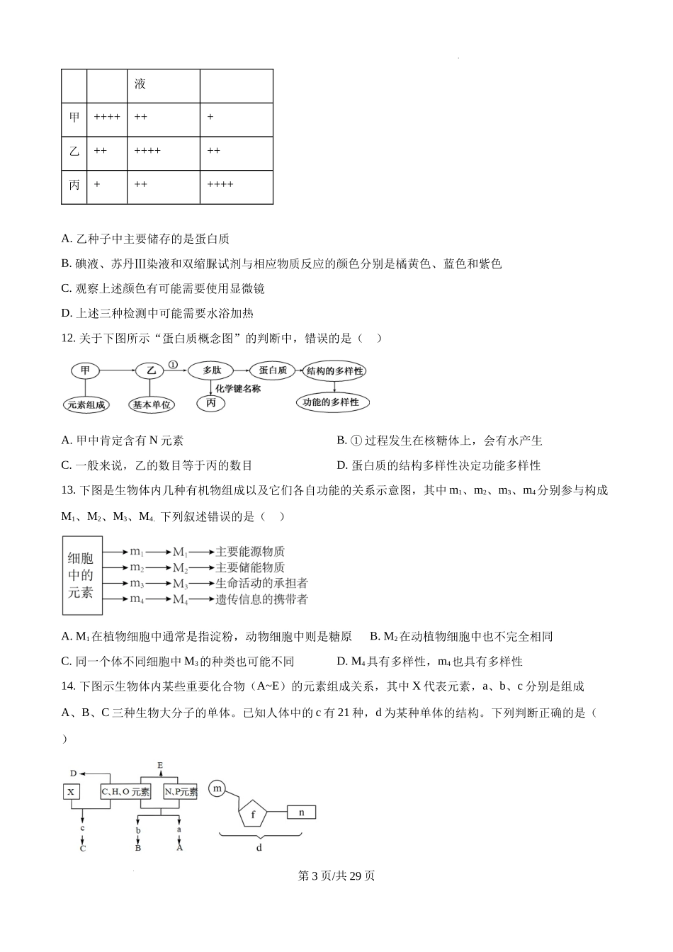 生物-湖北沙市中学2024年高一10月期中考.docx_第3页