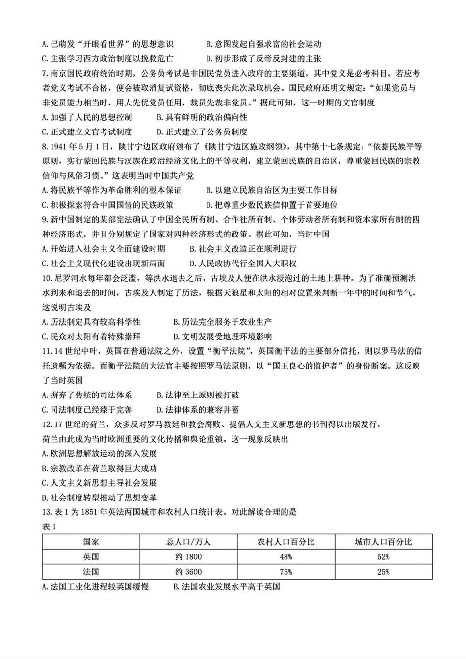 【内蒙卷】内蒙古金太阳NM02B-25  2024-2025学年高二11月联考 历史+答案.pdf_第2页