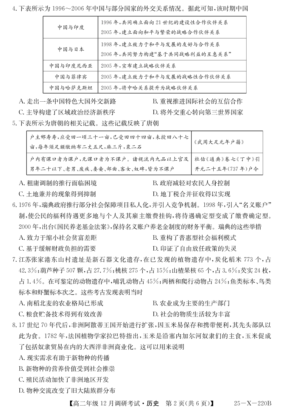 26 届高二年级 TOP二十名校12月调研考试历史试卷.pdf_第2页