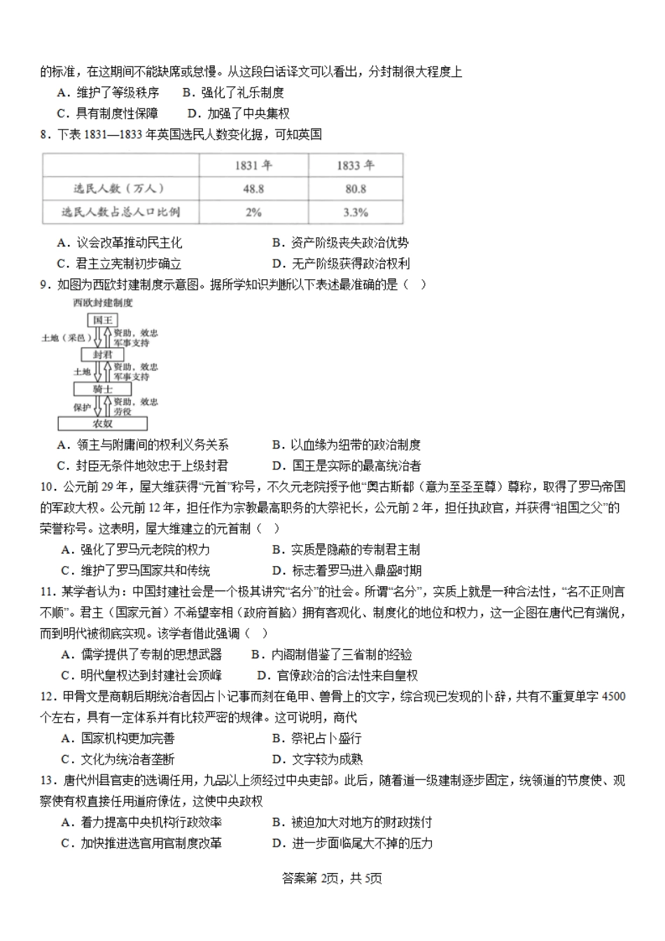 河南省安阳林州一中2024-2025学年高二上学期9月月考试题 历史含解析.pdf_第2页