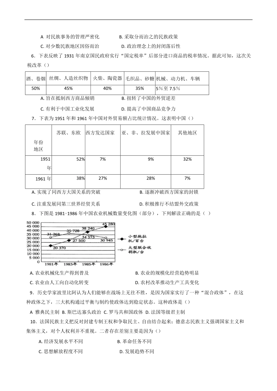 湖北省汉阳一中、江夏一中、洪山高中2024-2025学年高二下学期2月联考历史试卷（含答案）.pdf_第2页