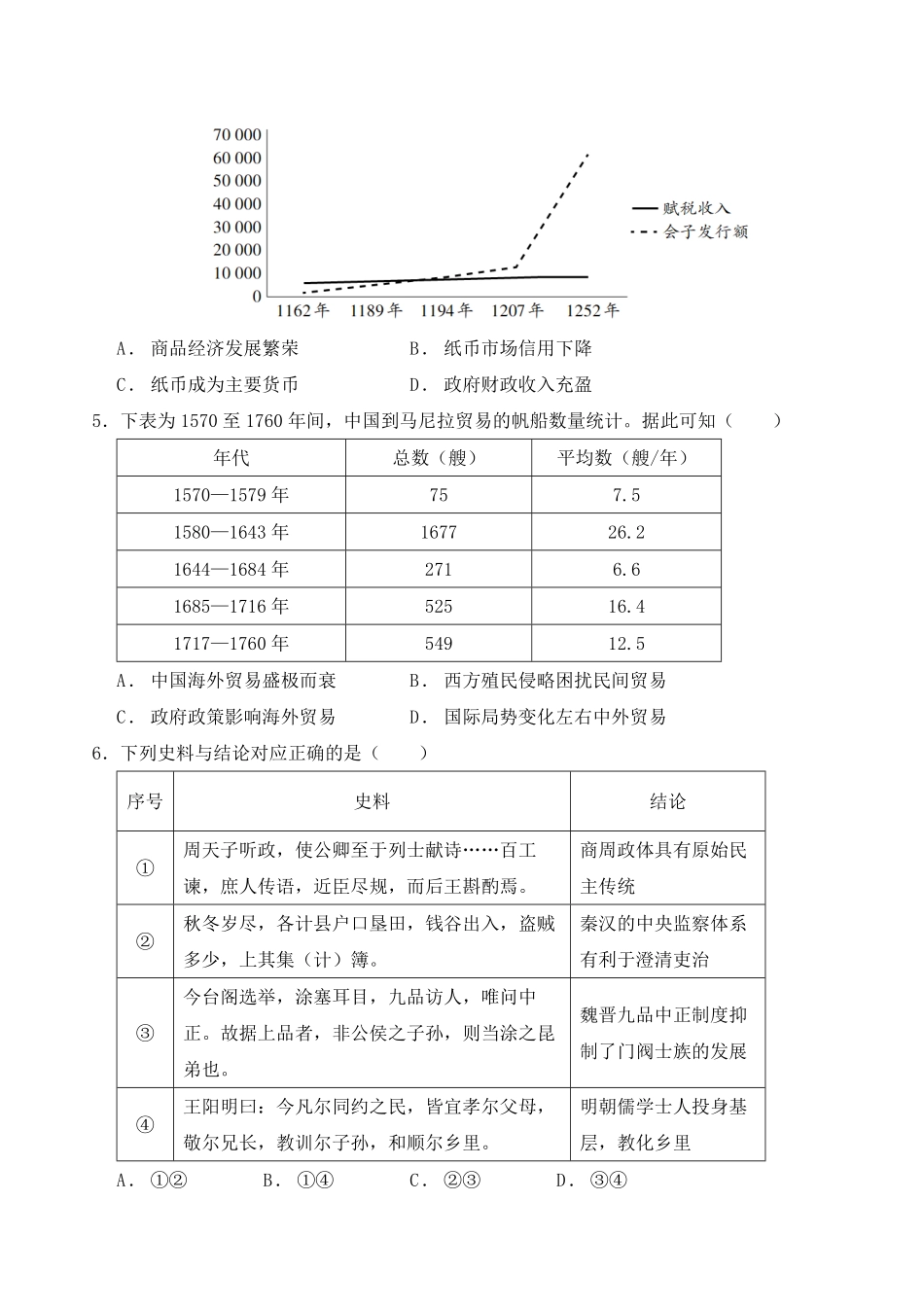 湖北省荆州中学2024-2025学年高二下学期起点考试 历史试卷.pdf_第2页
