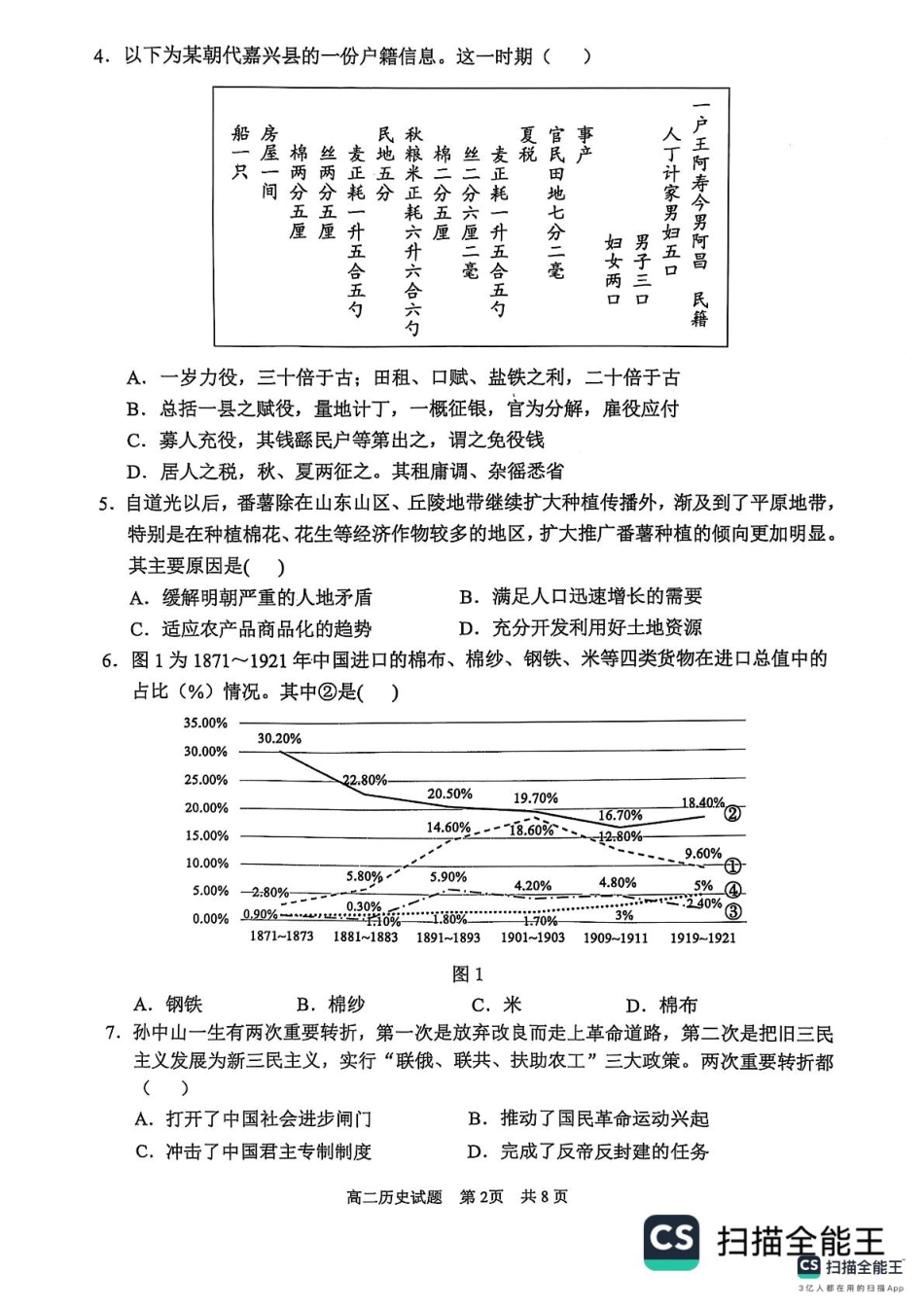 山东省东营市2024-2025学年高二上学期期末质量监测历史试题(含答案).pdf_第2页
