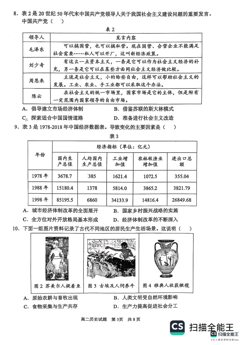 山东省东营市2024-2025学年高二上学期期末质量监测历史试题(含答案).pdf_第3页