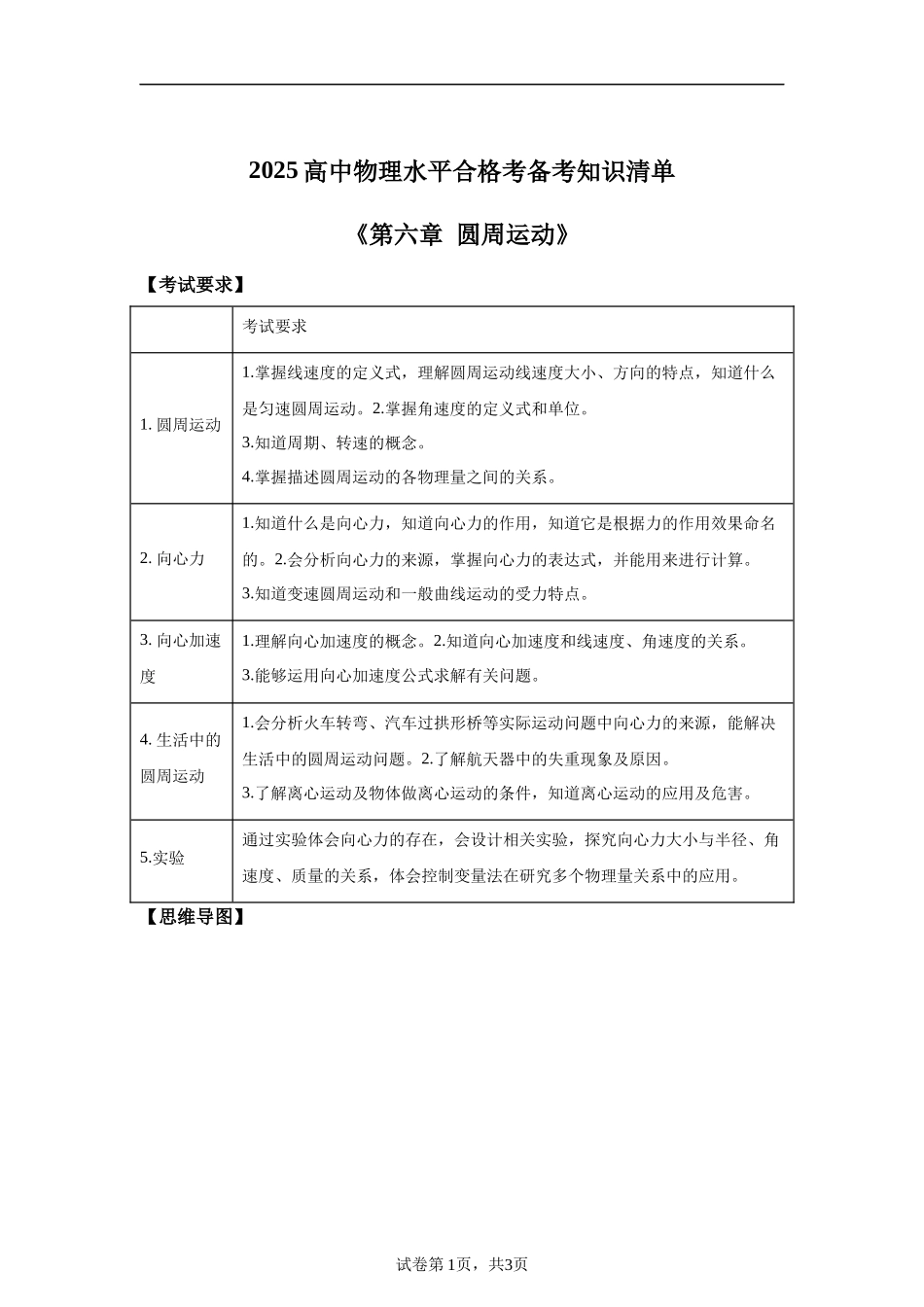 06《圆周运动》-2025高中物理水平合格考备考知识清单+习题巩固.docx_第1页