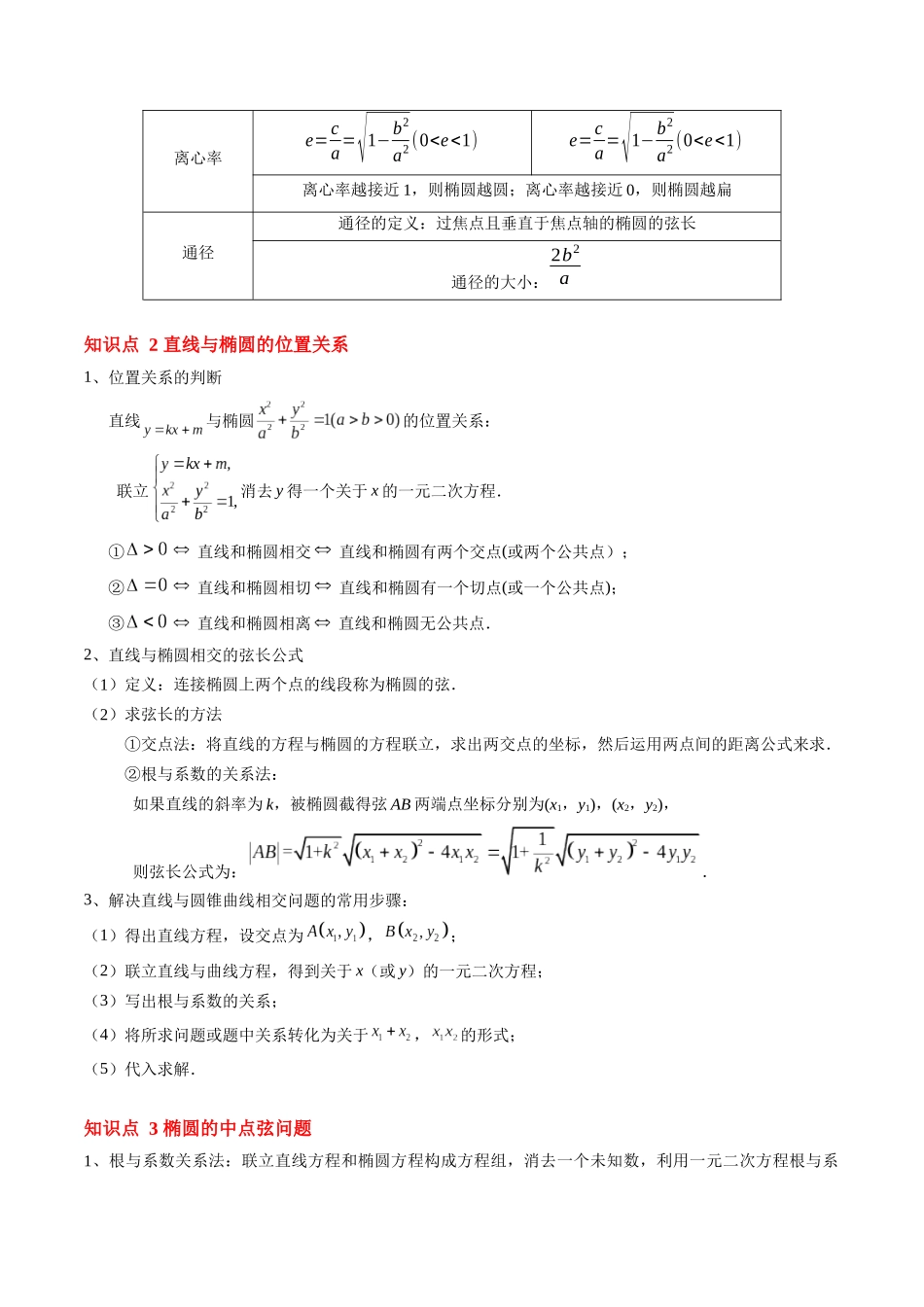 第18讲 椭圆的简单几何性质（思维导图+3知识点+8考点+过关检测）（原卷版）.docx_第2页