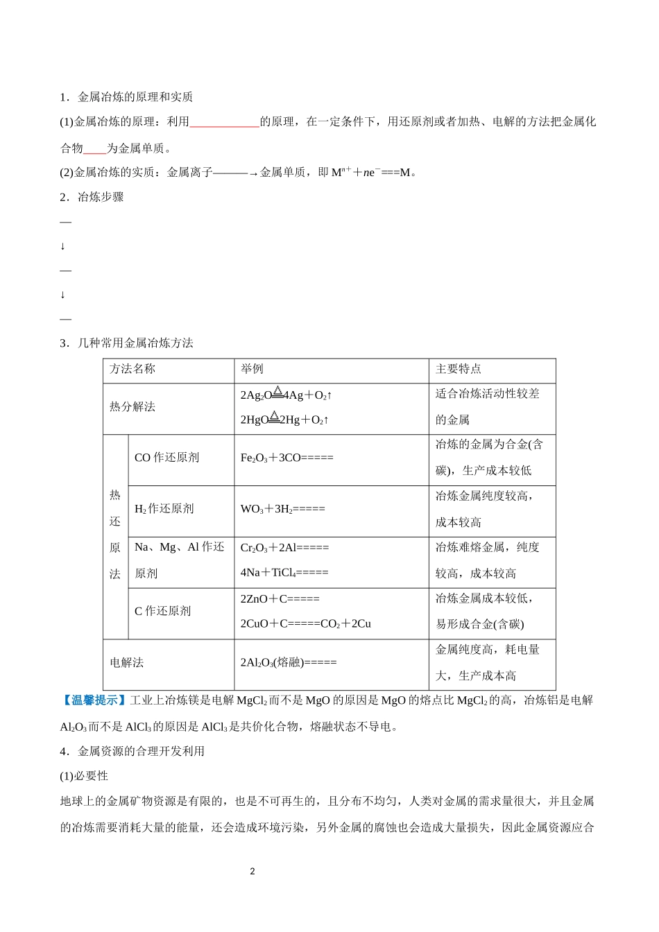 第21讲 化学与可持续发展-【学考复习】2024年高中化学学业水平考试必备考点归纳与测试（新教材专用）（原卷版）.docx_第2页