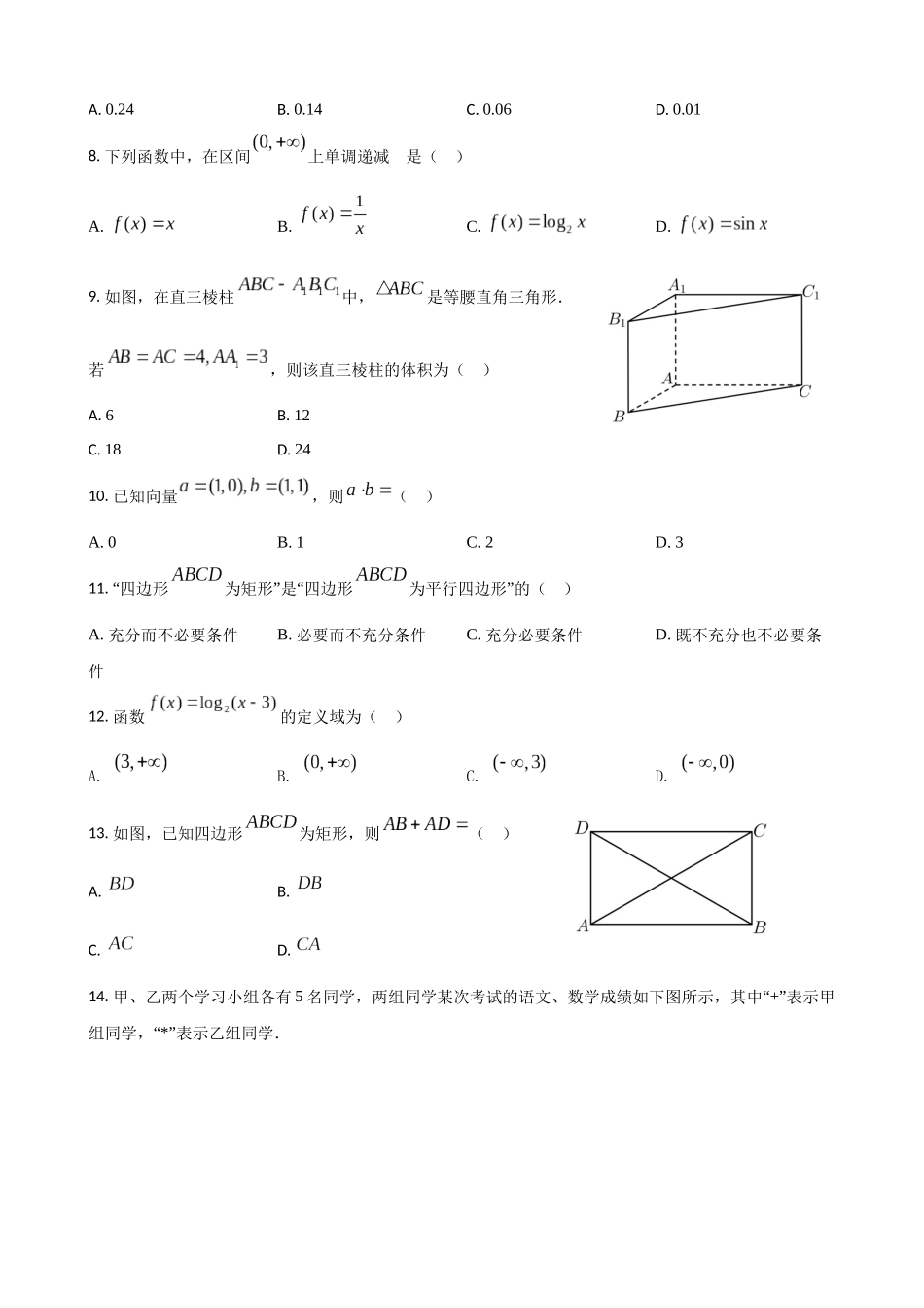 福建省宁德市高级中学2022年6月学业水平合格性考试模拟题3.docx_第2页