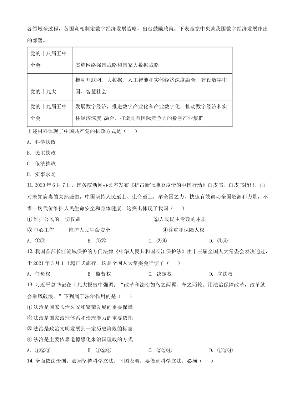 湖南省长沙市宁乡市2021-2022学年高中学业水平模拟（5月）政治试题（原卷版）.docx_第3页