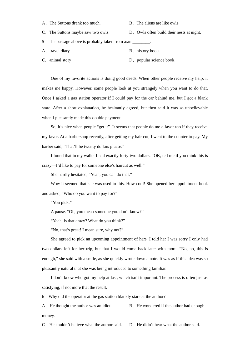 记叙文-学考真题分类汇编-高中英语学考真题分类汇编.docx_第2页