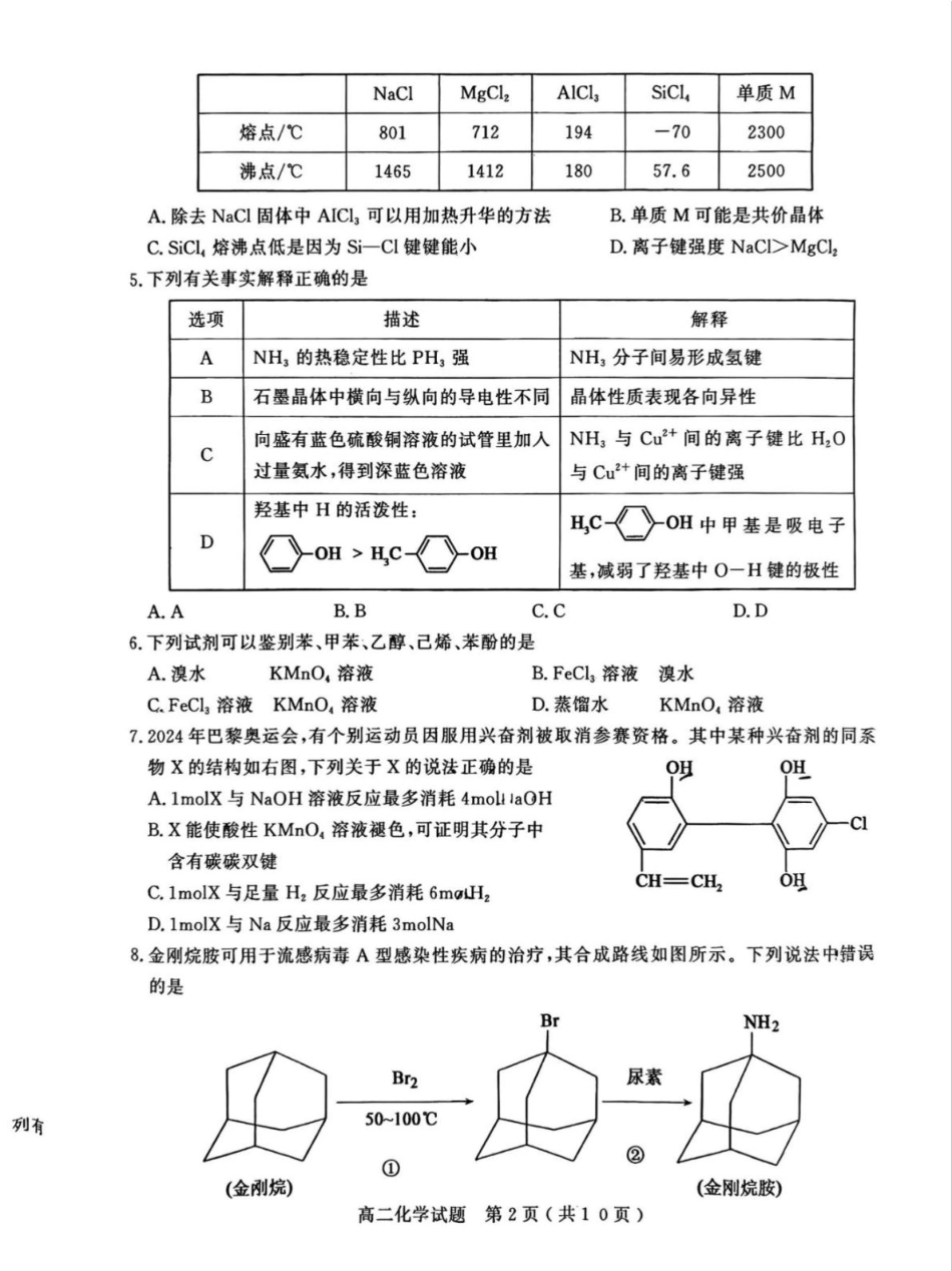 山东省聊城市2024-2025学年高二下学期期中教学质量检测 化学试卷（含答案）.pdf_第2页