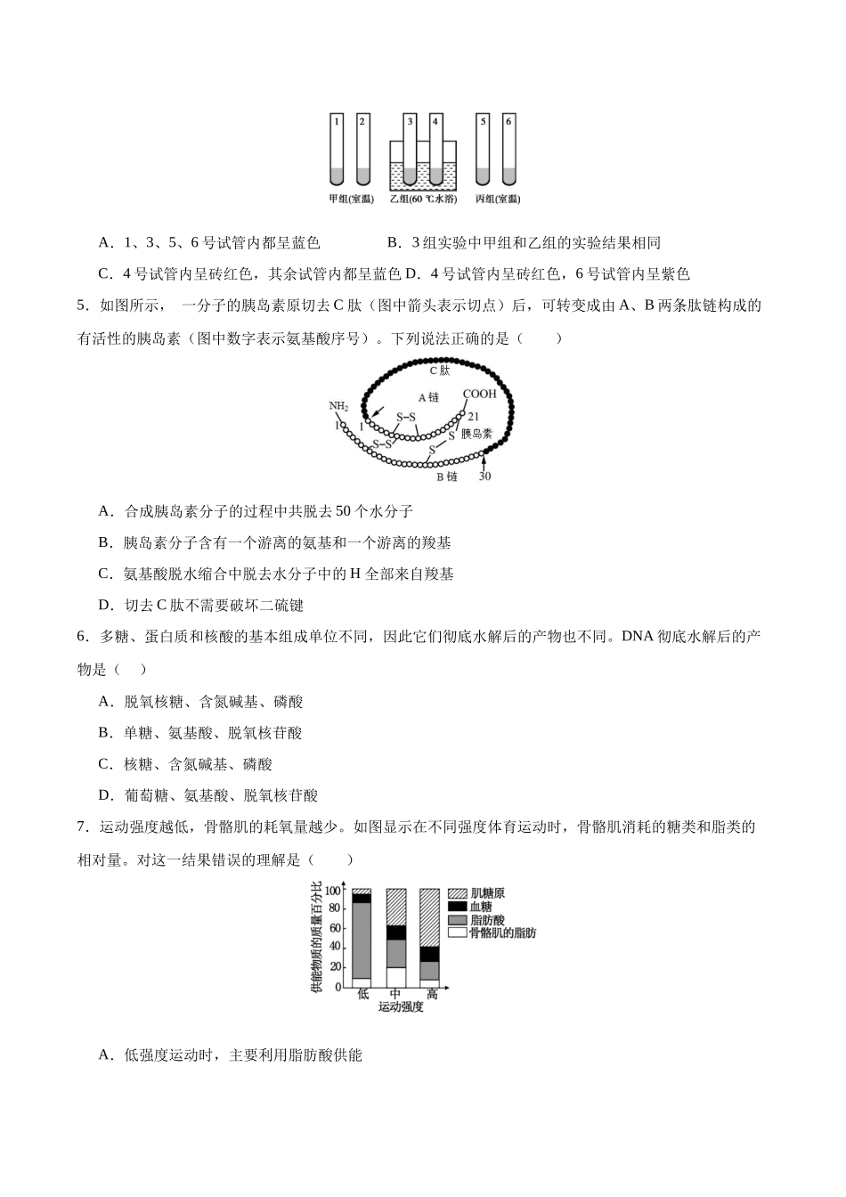 学考模拟测试卷02（原卷版）-【学考复习】2024年高中生物学业水平考试必备考点归纳与测试（新教材专用）.docx_第2页