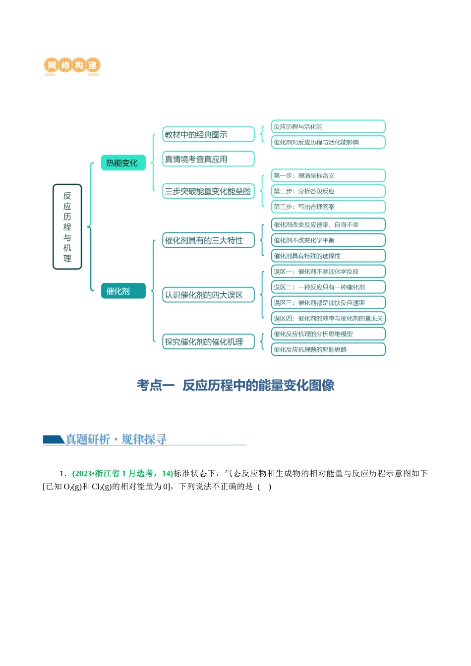 重难点突破  反应机理的图象分析与应用（原卷版)-高考化学二轮复习讲练测.docx_第3页