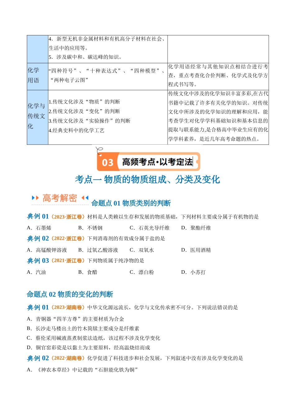 专题01 化学与STSE 物质的分类 化学用语（讲义）（原卷版）-高考化学二轮复习高频考点.docx_第3页
