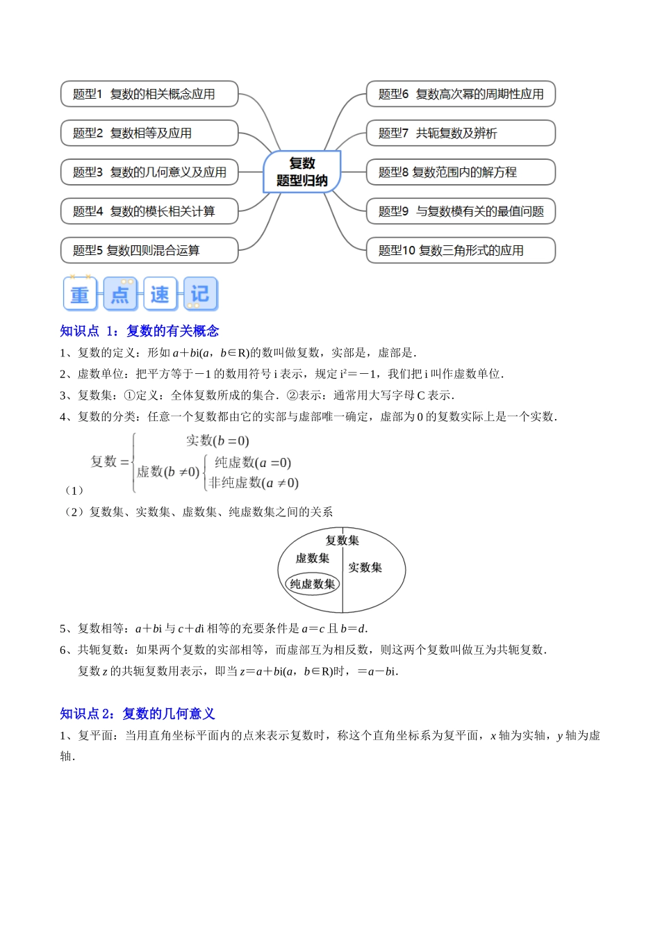 专题03 复数（思维导图+知识串讲+10题型+过关检测）（解析版）.docx_第2页