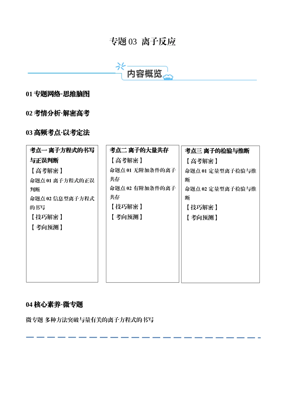 专题03 离子反应（讲义）（原卷版）-高考化学二轮复习高频考点.docx_第1页
