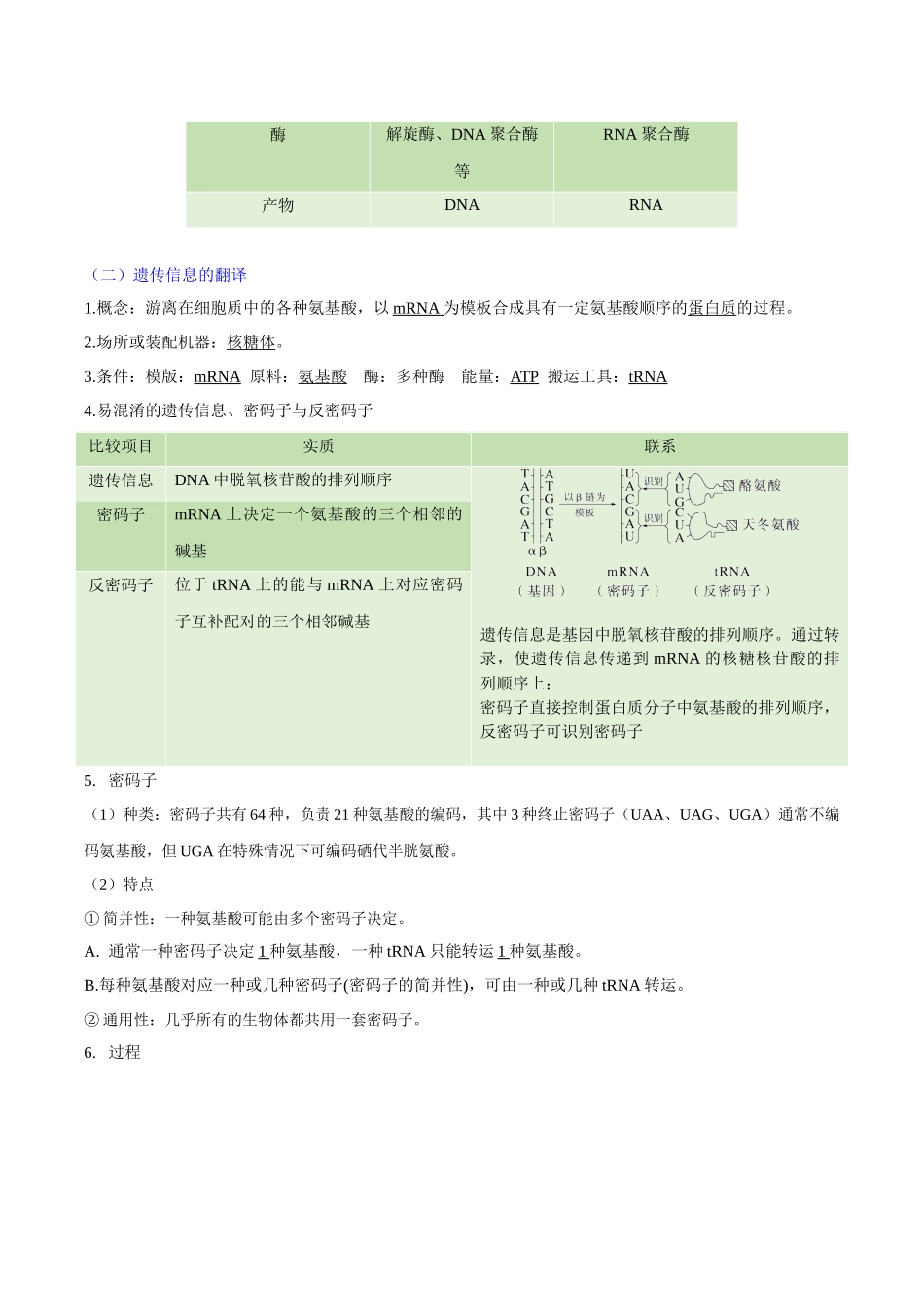 专题04 基因的表达（知识梳理）-【学考复习】2024年高中生物学业水平考试必备考点归纳与测试（新教材专用）.docx_第3页