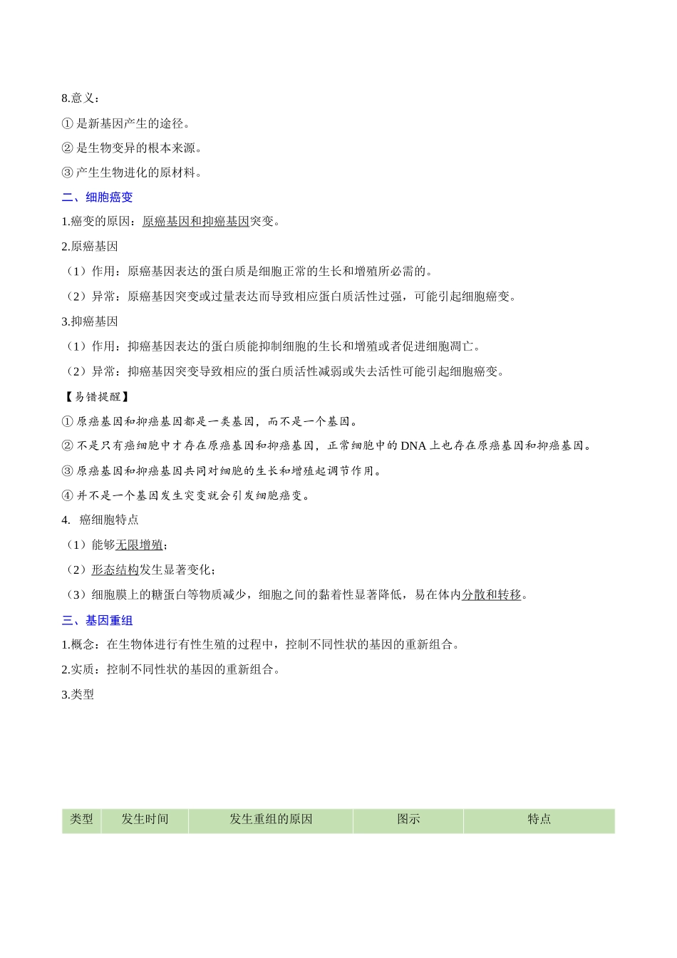专题05 基因突变及其他变异（知识梳理）-【学考复习】2024年高中生物学业水平考试必备考点归纳与测试（新教材专用）.docx_第3页