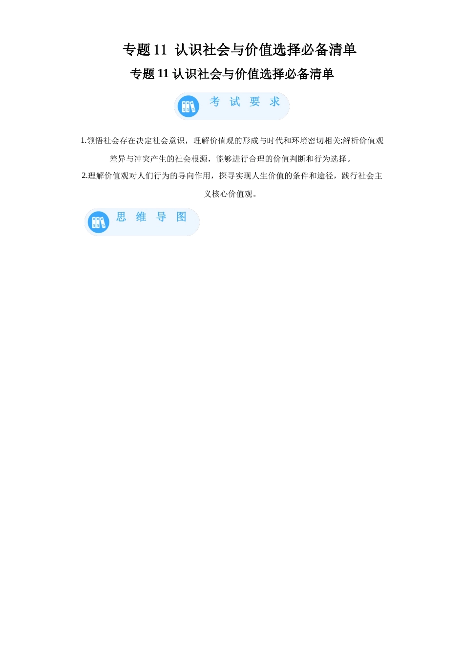 专题11认识社会与价值选择必备清单-高中政治水平考试分类汇编.docx_第1页