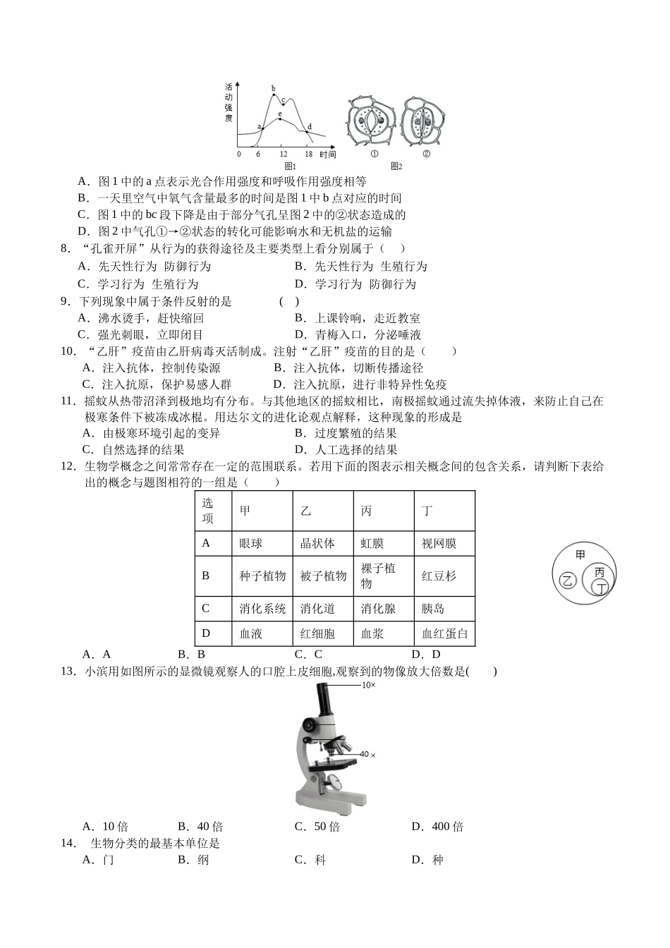 2024年中考押题预测卷（河北卷02）-生物（考试版）A4(1).docx_第2页