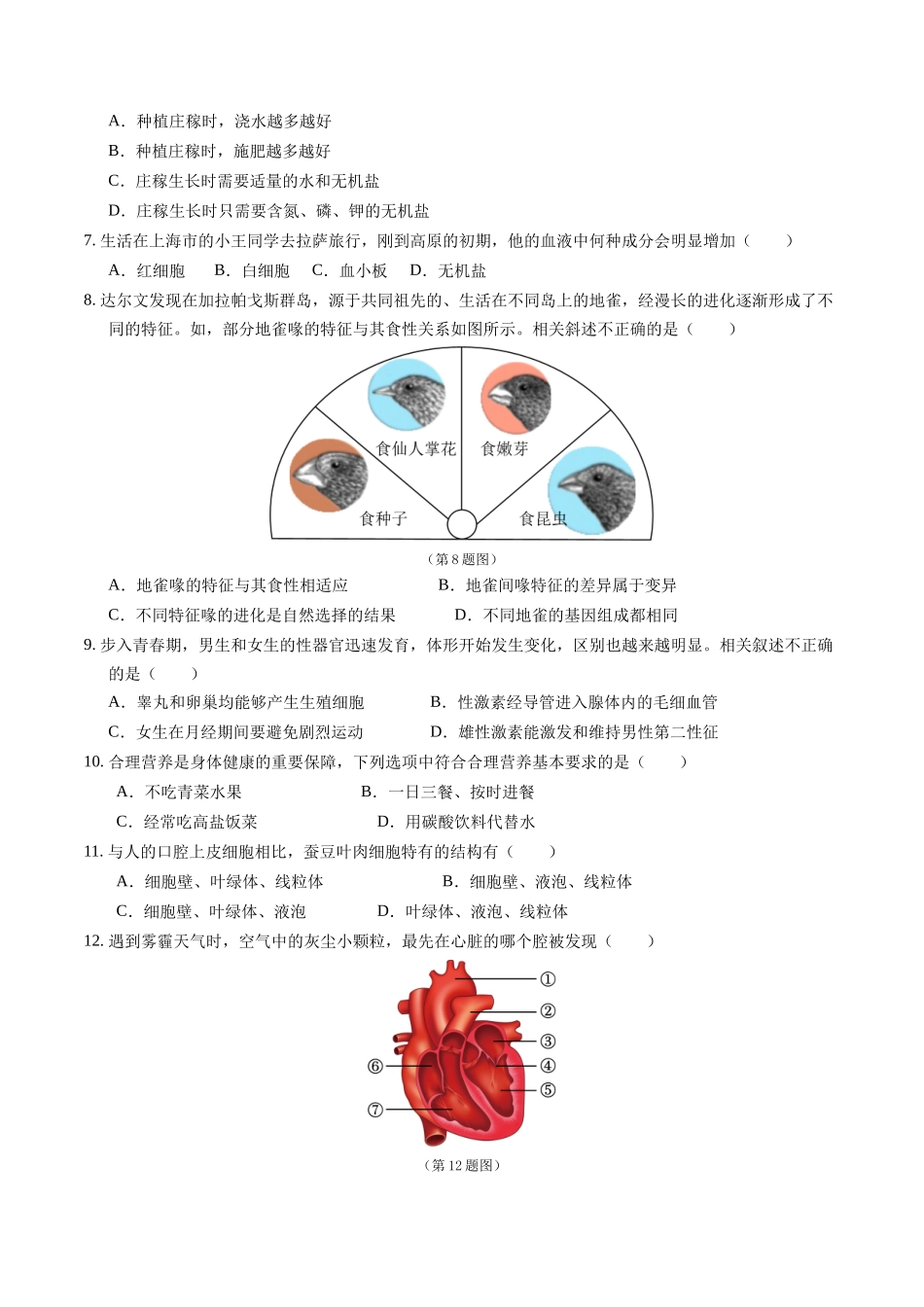 2024年中考押题预测卷（青岛卷）-生物（考试版）A4(1).docx_第2页