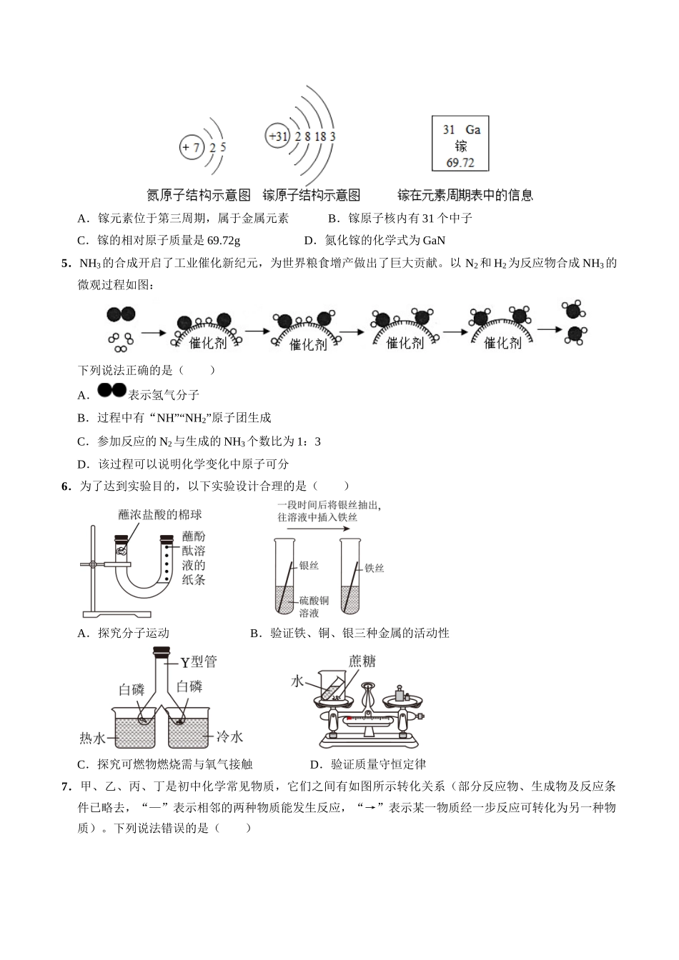 2024年中考押题预测卷（武汉卷）-化学（考试版）A4(1).docx_第2页