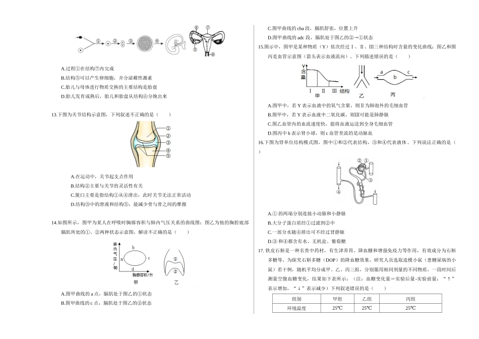 2024年中考押题预测卷（武汉卷）-生物（考试版）A3(1).docx_第3页