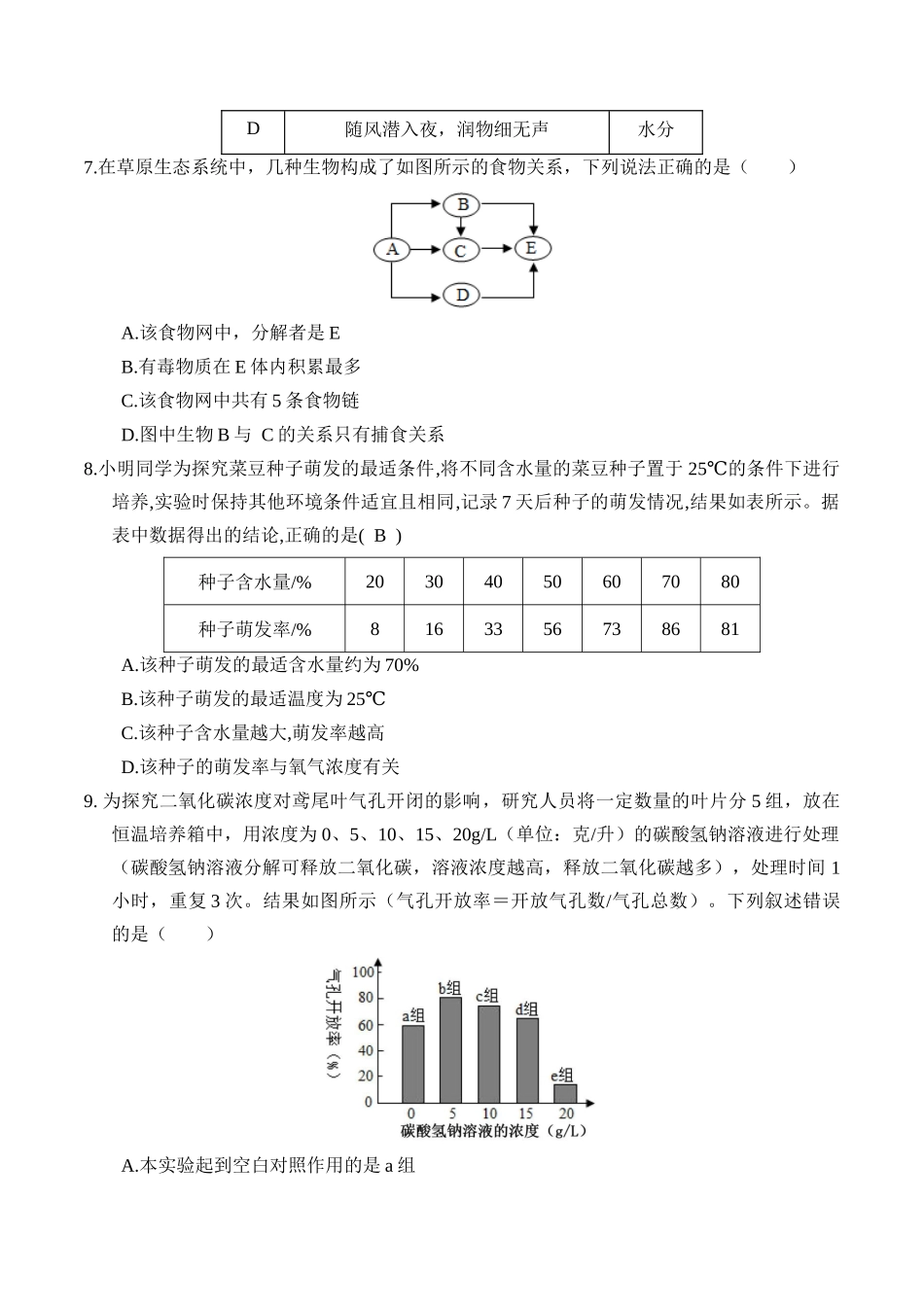 2024年中考押题预测卷（武汉卷）-生物（考试版）A4(1).docx_第3页