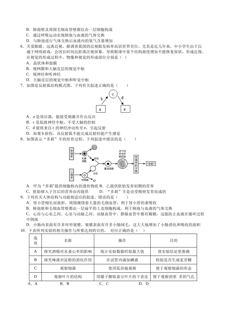 2024年中考押题预测卷（徐州卷）-生物（考试版A4）(1).docx_第2页