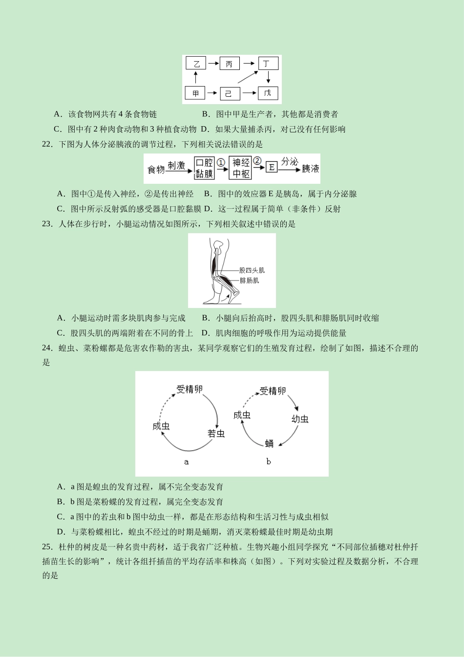 2024年中考押题预测卷01（福建卷）-生物（考试版A4）(1).docx_第3页