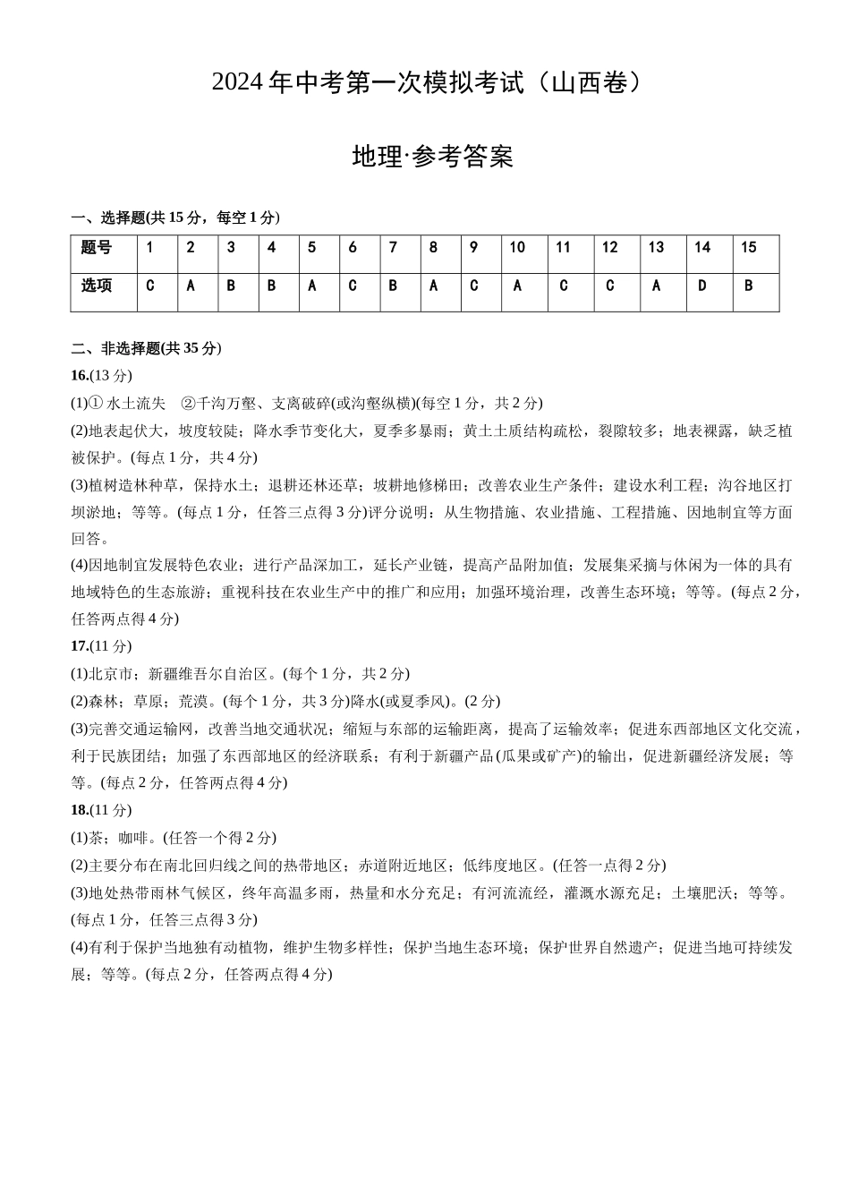 地理（山西卷）（参考答案及评分标准）(1).docx_第1页